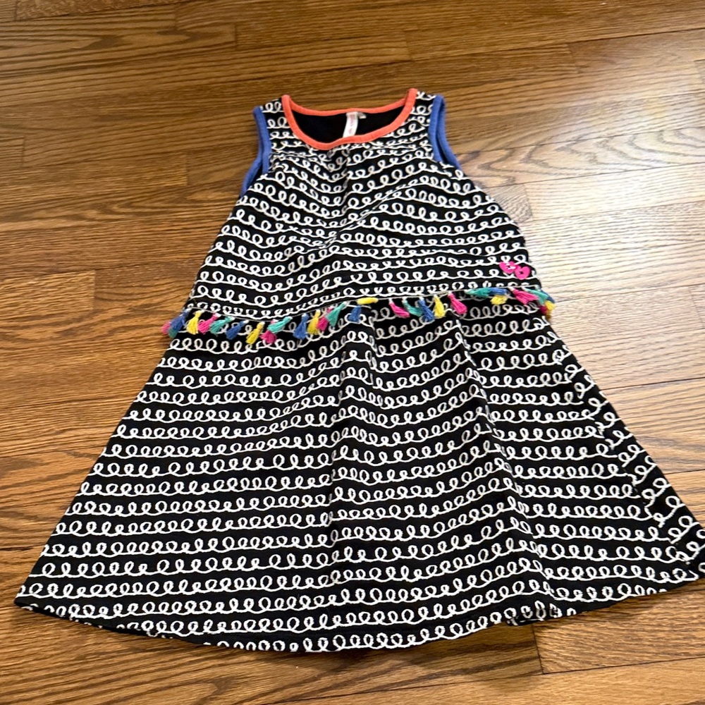 Deux par Deux Black and White Kids Dress with Colorful Accents Size 6